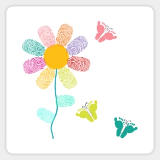 Colorful finger prints flower Sticker